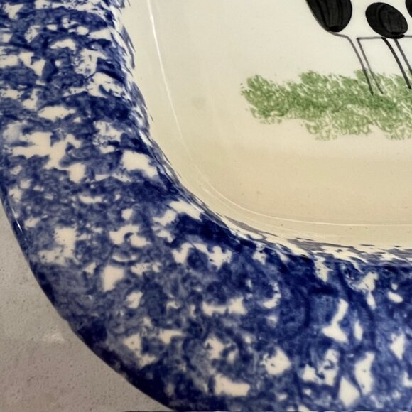 Molly Dallas Blue Spatterware Pottery - Blue and White Serving platter dish - Picture 7 of 9